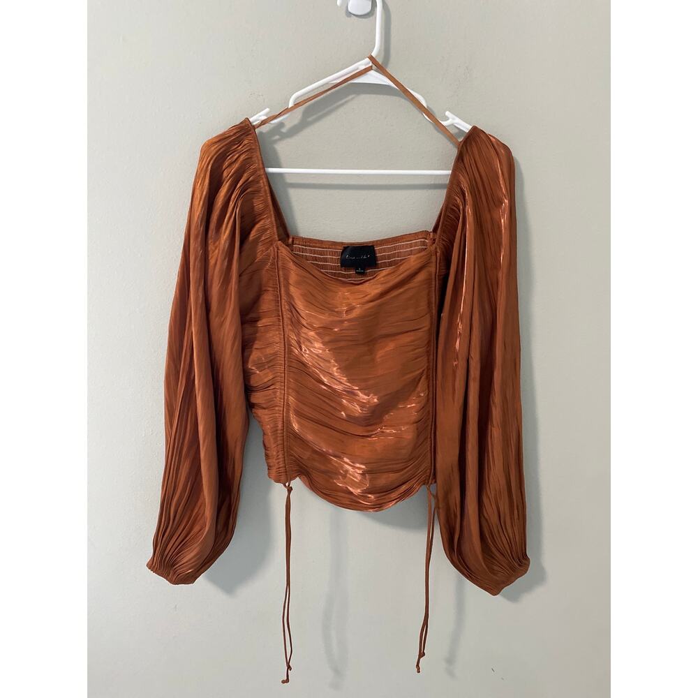 New Line & Dot Revolve Top, Off The Shoulder Rusched Arm Top, Size Large